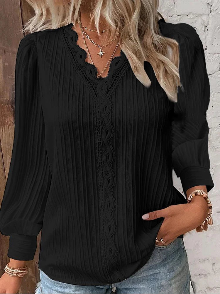 Chiffon Blouse with Lace Details