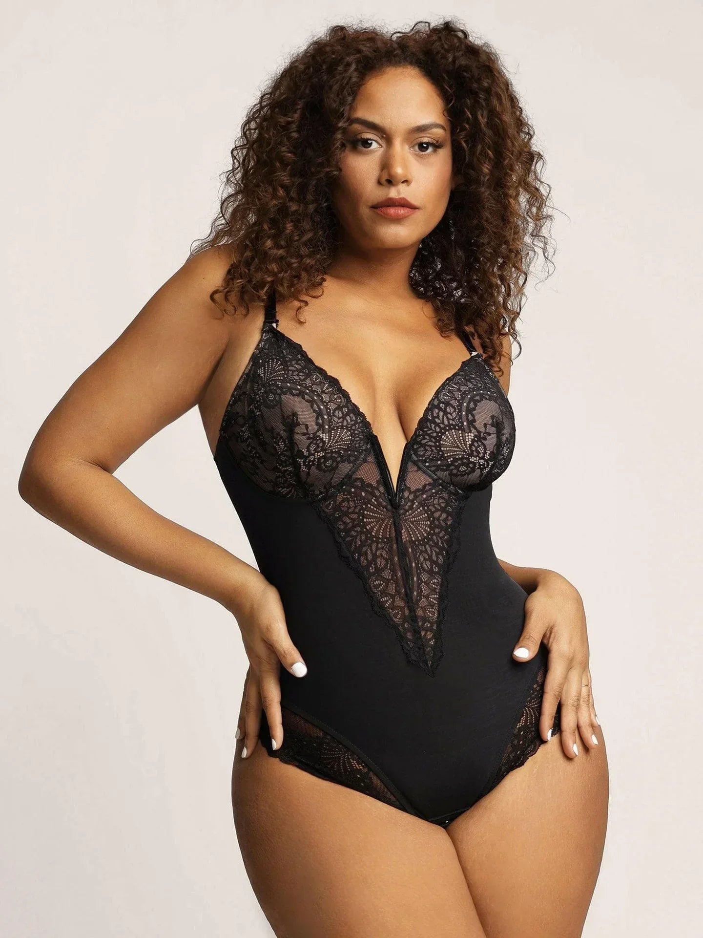 Chic Comfort: Denise Bodysuit with Deep V-Neck Design