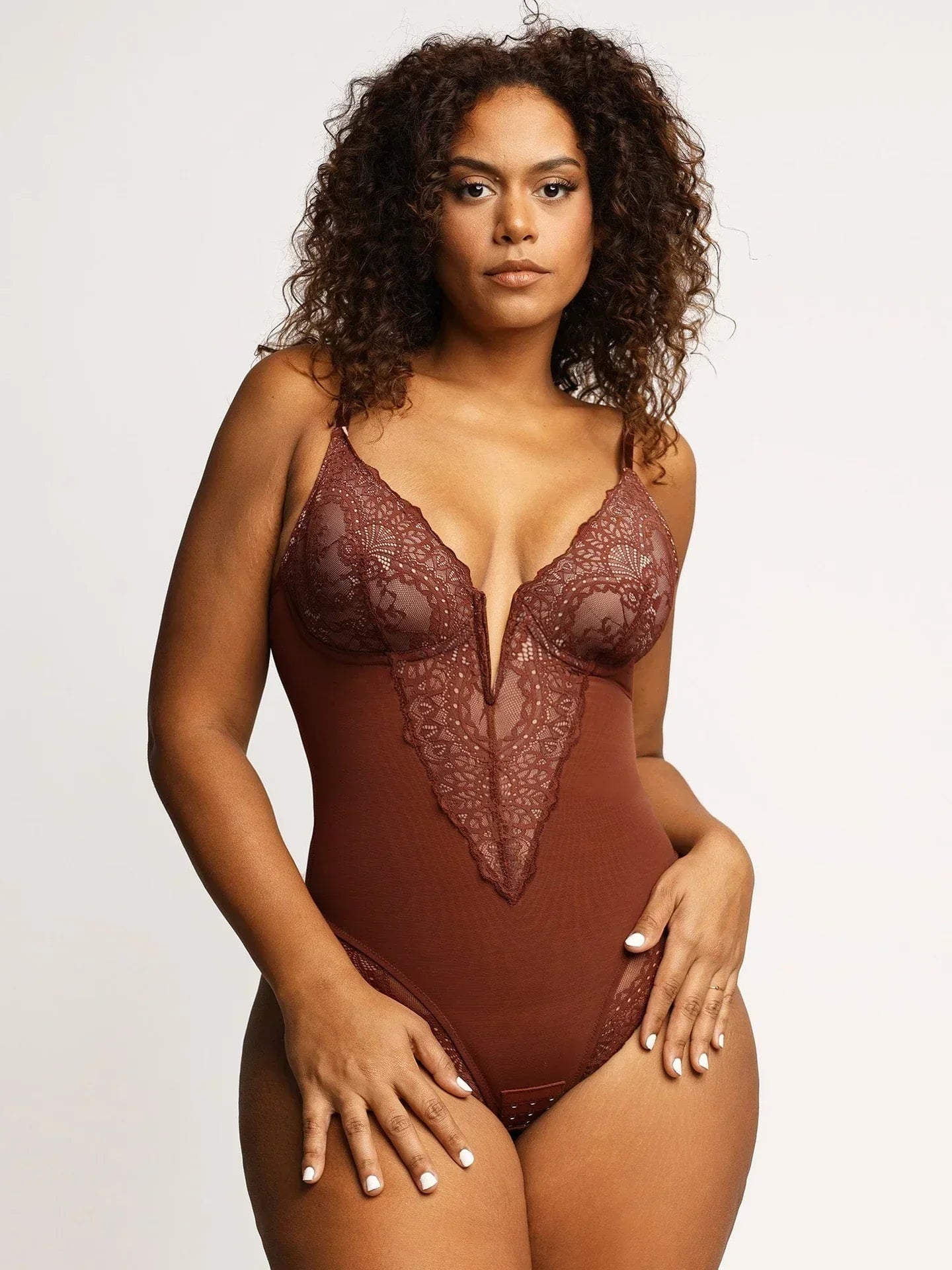 Chic Comfort: Denise Bodysuit with Deep V-Neck Design