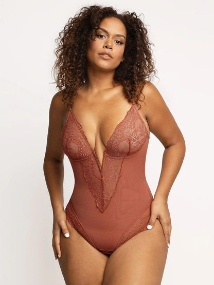 Chic Comfort: Denise Bodysuit with Deep V-Neck Design