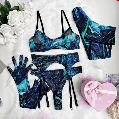 Poppy | 5-Piece Tie Dye Lingerie Set for Confident Women