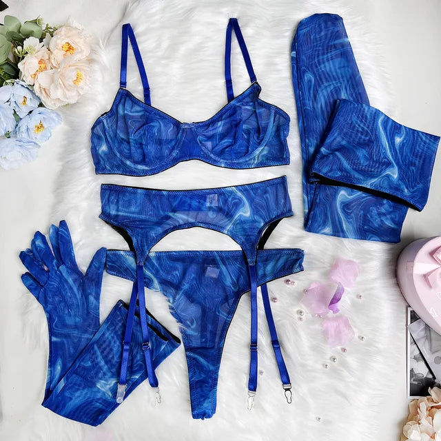 Poppy | 5-Piece Tie Dye Lingerie Set for Confident Women