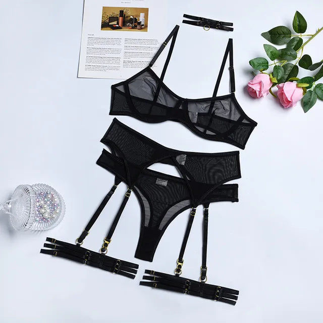 Madison 4-Piece Lace Lingerie Set – Comfort and Style Combined