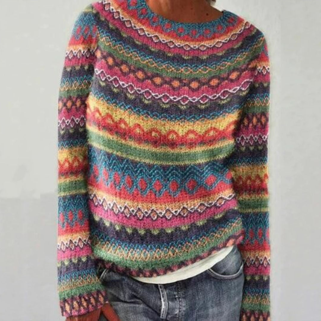 Retro Colorful Pullover Sweater